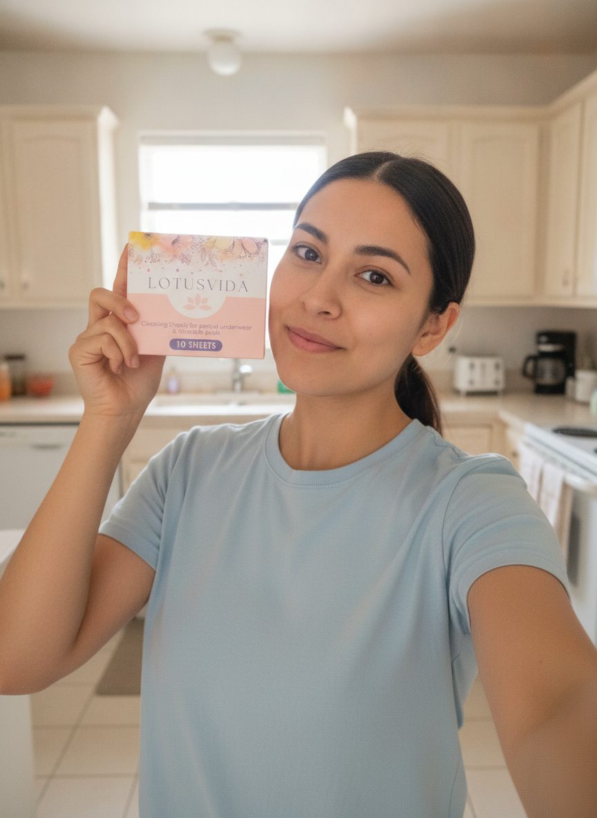 A pack of Quick Sheets held up in a kitchen
