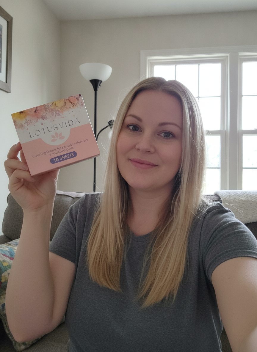 A woman holding a package of Quick Sheets